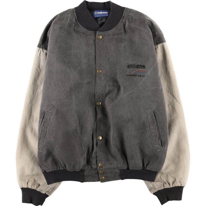 Vintage 1990'S Holloway denim varsity jacket, Made in USA, Men's Size M cotton black type Vintage Second Hand