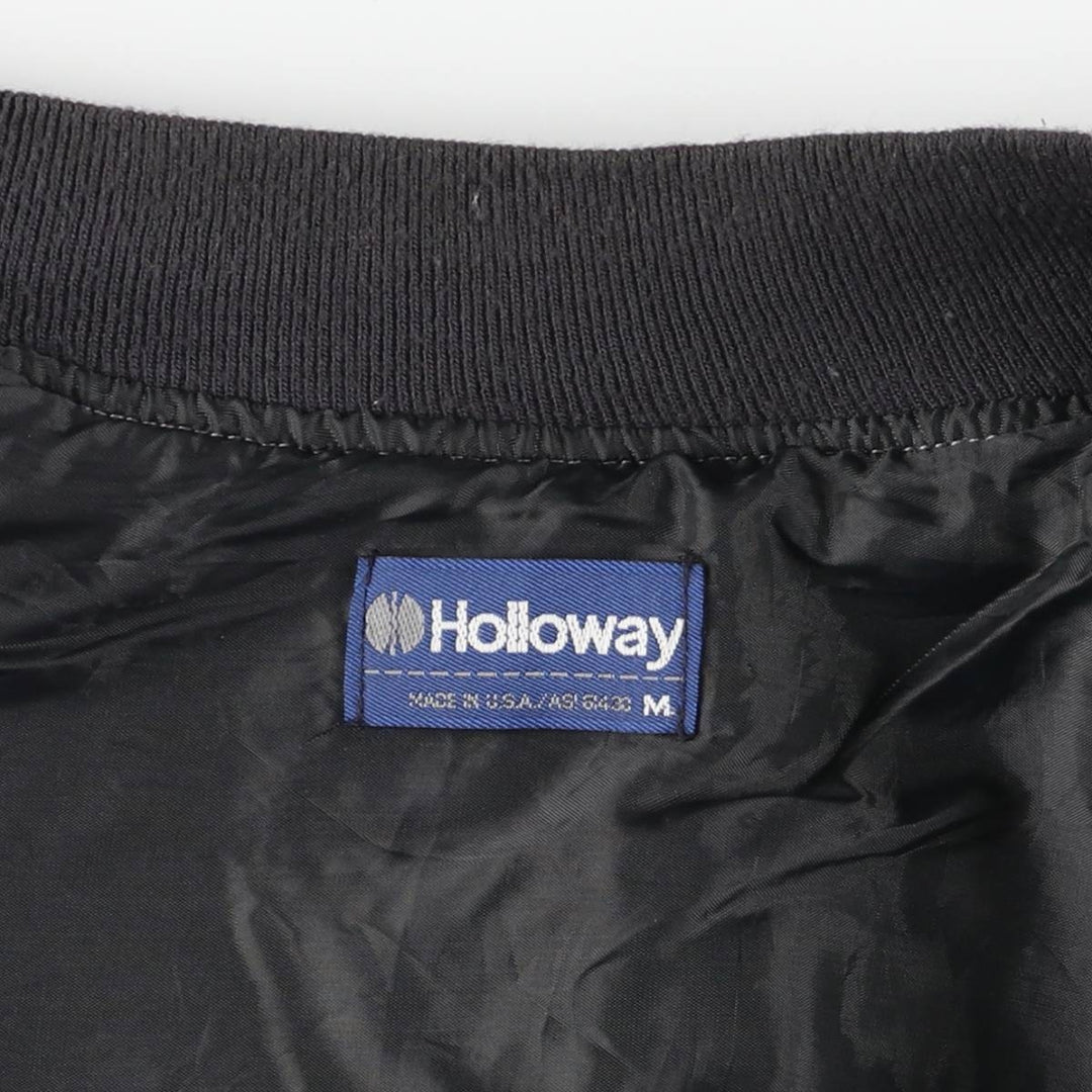 Vintage 1990'S Holloway denim varsity jacket, Made in USA, Men's Size M cotton black type Vintage Second Hand