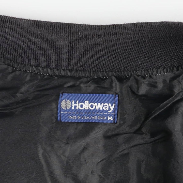 Vintage 1990'S Holloway denim varsity jacket, Made in USA, Men's Size M cotton black type Vintage Second Hand