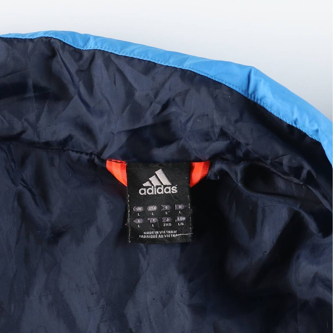 Adidas down jacket, men's size L polyester blue type Vintage Second Hand