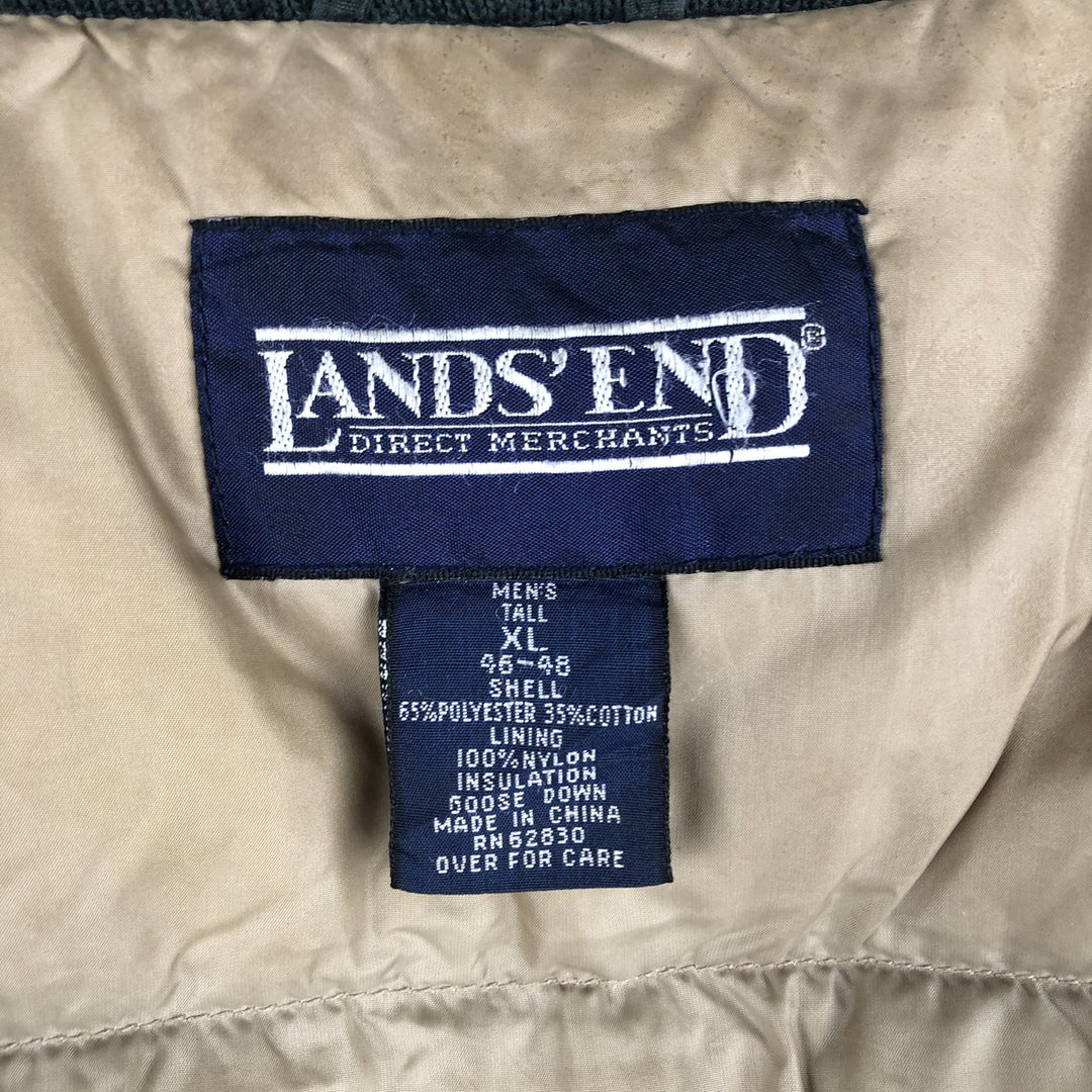Vintage 80s-90'S Lands' End Goose Down Jacket, Men's Size XL polyester Green type dark green Vintage Second Hand
