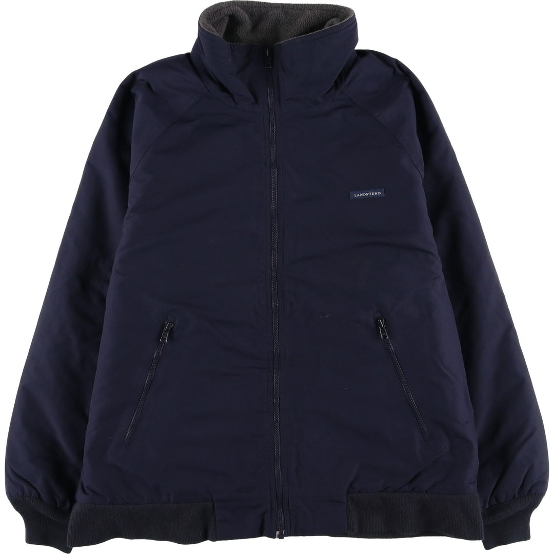2000'S LANDS' END padded puffer jacket, men's size M Nylon navy blue type Vintage Second Hand