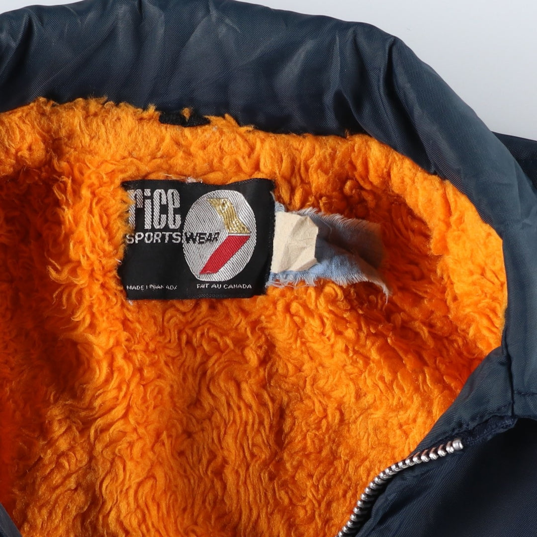 Vintage 1980'S rice SPORTSWEAR padded puffer jacket, made in Canada, size L, men's Nylon navy blue type Vintage Second Hand