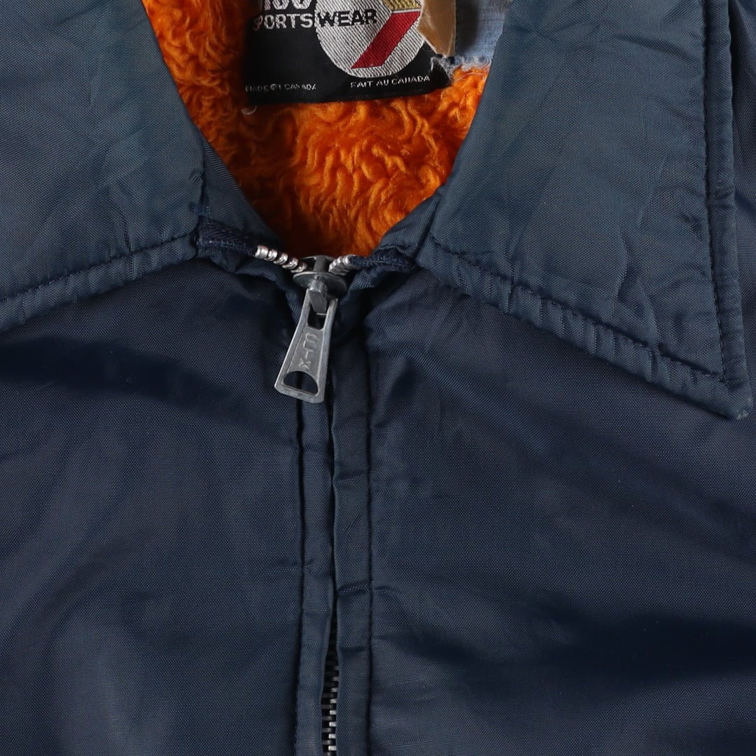 Vintage 1980'S rice SPORTSWEAR padded puffer jacket, made in Canada, size L, men's Nylon navy blue type Vintage Second Hand
