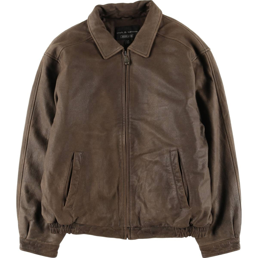 Craft and Barrow CROFT AND BARROW Swing Top Padded Leather Blouson, Men's Size L genuine leather brown type Vintage Second Hand