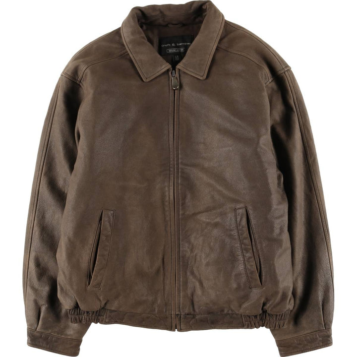 Craft and Barrow CROFT AND BARROW Swing Top Padded Leather Blouson, Men's Size L genuine leather brown type Vintage Second Hand