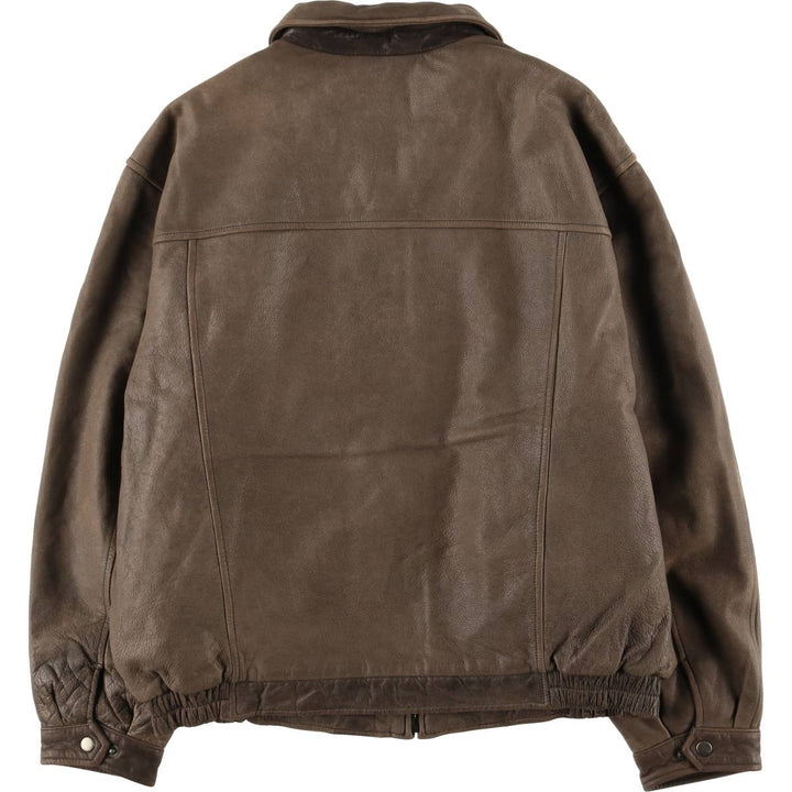 Craft and Barrow CROFT AND BARROW Swing Top Padded Leather Blouson, Men's Size L genuine leather brown type Vintage Second Hand