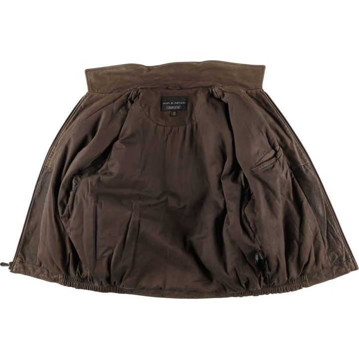 Craft and Barrow CROFT AND BARROW Swing Top Padded Leather Blouson, Men's Size L genuine leather brown type Vintage Second Hand