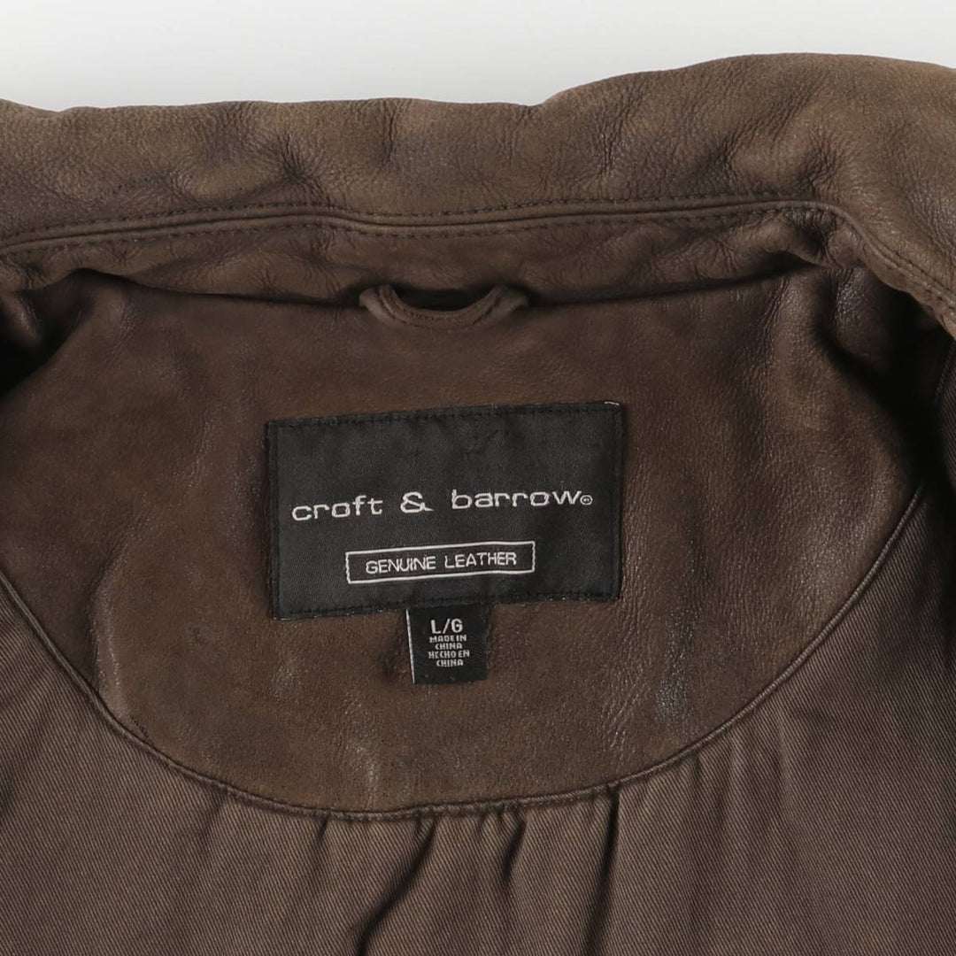 Craft and Barrow CROFT AND BARROW Swing Top Padded Leather Blouson, Men's Size L genuine leather brown type Vintage Second Hand