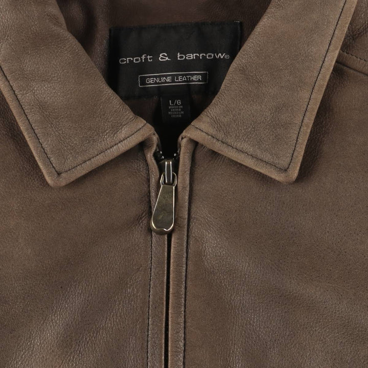 Craft and Barrow CROFT AND BARROW Swing Top Padded Leather Blouson, Men's Size L genuine leather brown type Vintage Second Hand