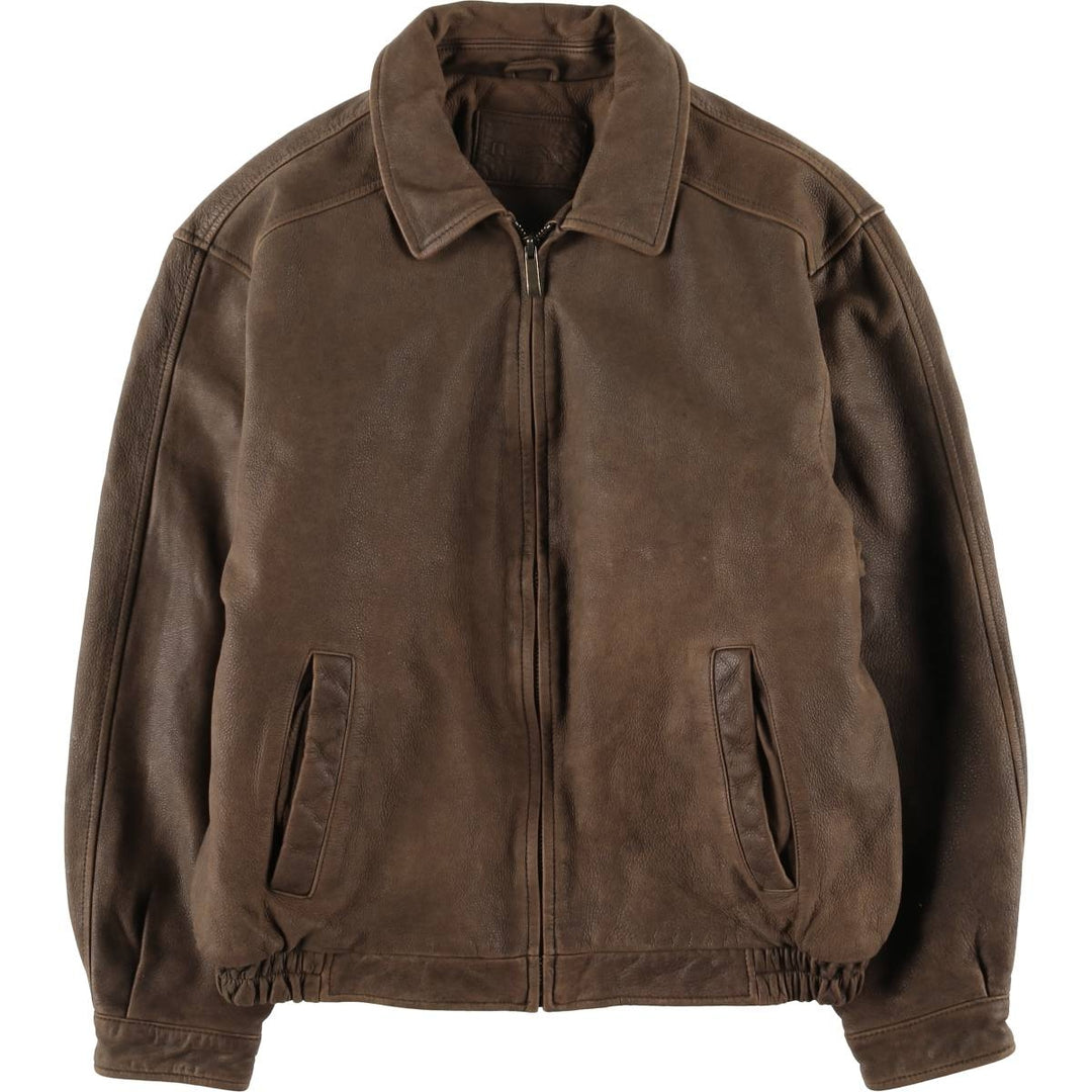 Craft and Barrow CROFT AND BARROW Swing Top Padded Leather Blouson, Men's Size M genuine leather brown type Vintage Second Hand