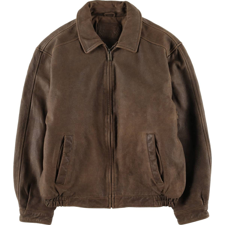 Craft and Barrow CROFT AND BARROW Swing Top Padded Leather Blouson, Men's Size M genuine leather brown type Vintage Second Hand