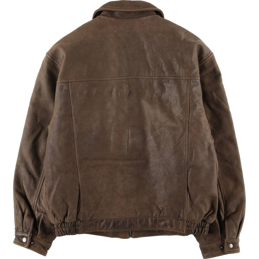 Craft and Barrow CROFT AND BARROW Swing Top Padded Leather Blouson, Men's Size M genuine leather brown type Vintage Second Hand