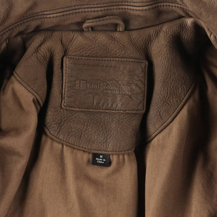 Craft and Barrow CROFT AND BARROW Swing Top Padded Leather Blouson, Men's Size M genuine leather brown type Vintage Second Hand