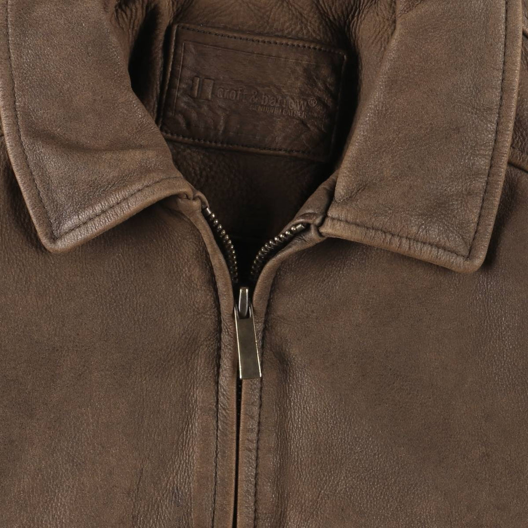 Craft and Barrow CROFT AND BARROW Swing Top Padded Leather Blouson, Men's Size M genuine leather brown type Vintage Second Hand