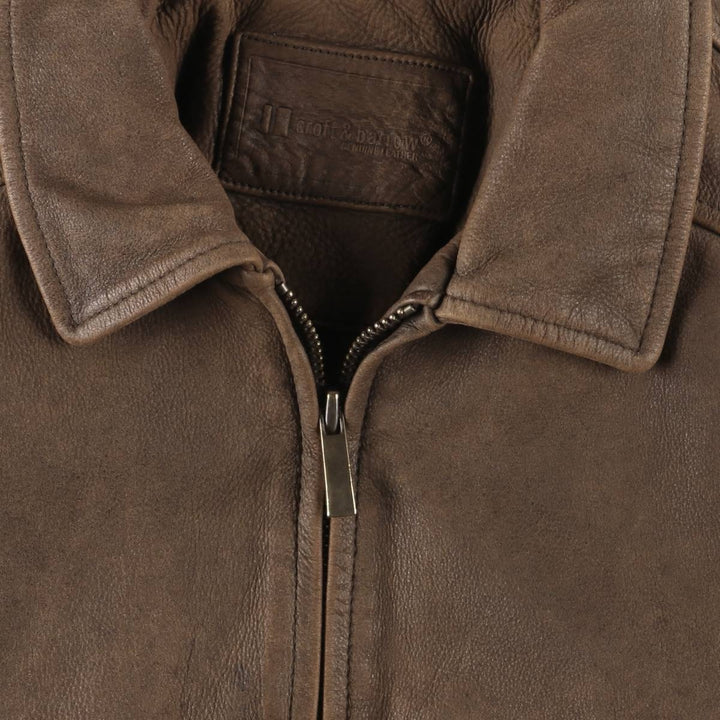 Craft and Barrow CROFT AND BARROW Swing Top Padded Leather Blouson, Men's Size M genuine leather brown type Vintage Second Hand