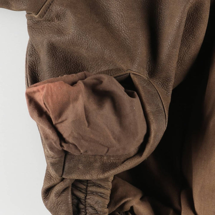 Craft and Barrow CROFT AND BARROW Swing Top Padded Leather Blouson, Men's Size M genuine leather brown type Vintage Second Hand