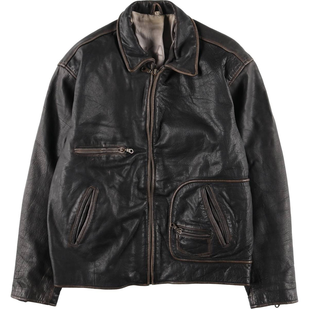 AKASO Leather Sports Jacket, Men's XL genuine leather black type Vintage Second Hand