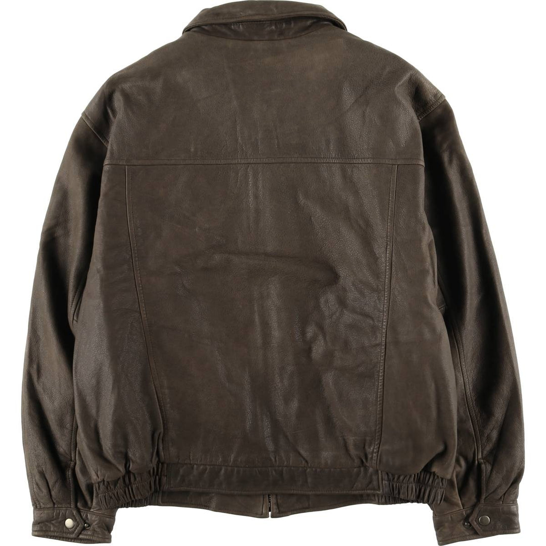 Craft & Barrow CROFT & BARROW Swing Top Padded Leather Blouson, Men's Size L genuine leather brown type Vintage Second Hand