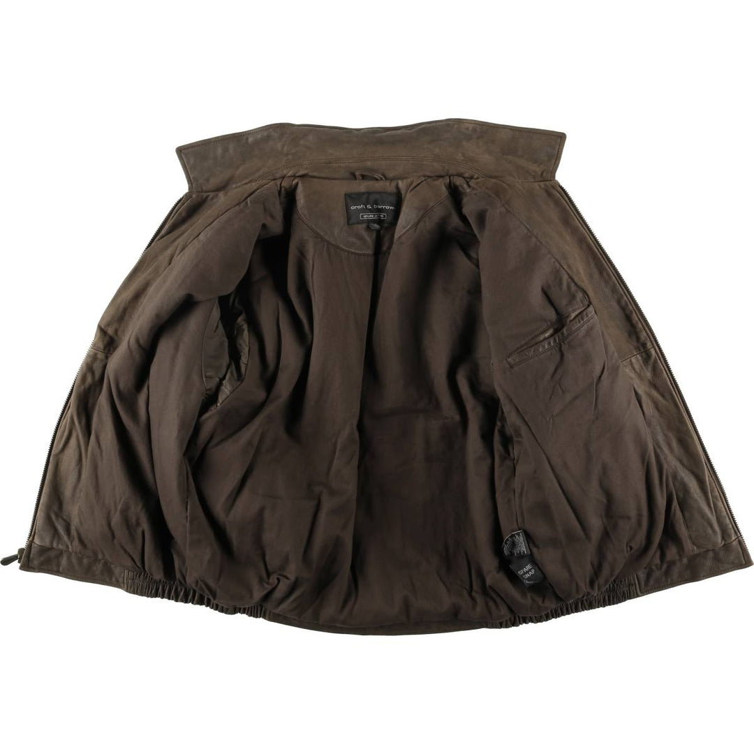 Craft & Barrow CROFT & BARROW Swing Top Padded Leather Blouson, Men's Size L genuine leather brown type Vintage Second Hand