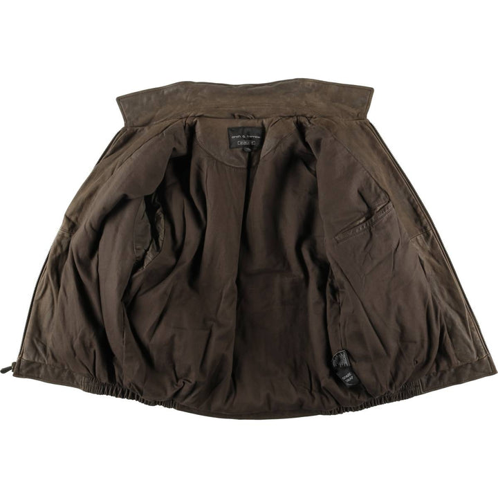 Craft & Barrow CROFT & BARROW Swing Top Padded Leather Blouson, Men's Size L genuine leather brown type Vintage Second Hand