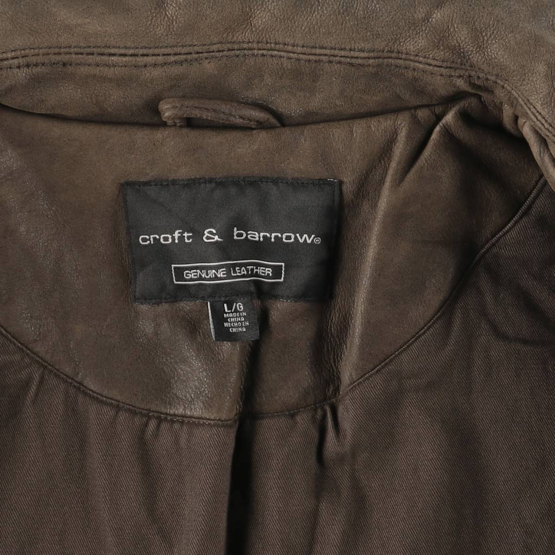 Craft & Barrow CROFT & BARROW Swing Top Padded Leather Blouson, Men's Size L genuine leather brown type Vintage Second Hand