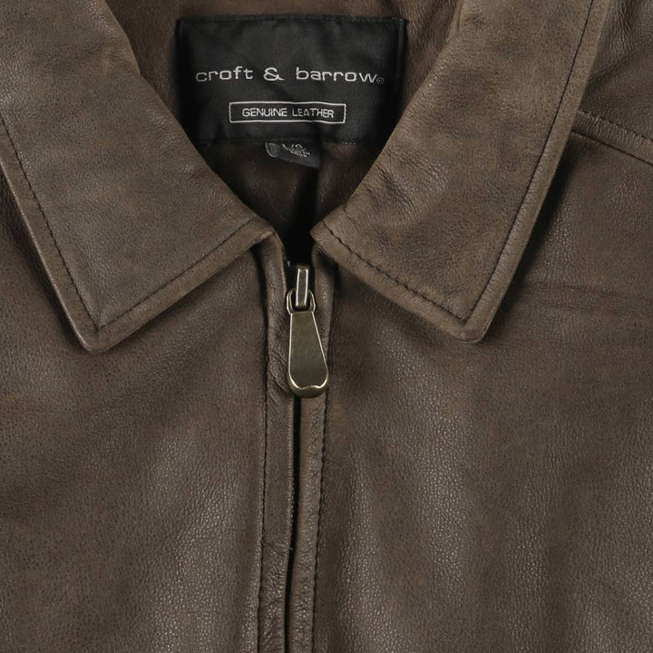 Craft & Barrow CROFT & BARROW Swing Top Padded Leather Blouson, Men's Size L genuine leather brown type Vintage Second Hand