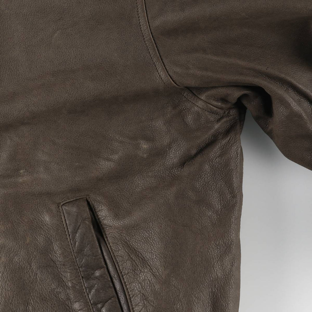 Craft & Barrow CROFT & BARROW Swing Top Padded Leather Blouson, Men's Size L genuine leather brown type Vintage Second Hand