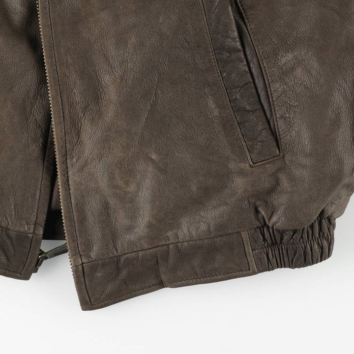 Craft & Barrow CROFT & BARROW Swing Top Padded Leather Blouson, Men's Size L genuine leather brown type Vintage Second Hand