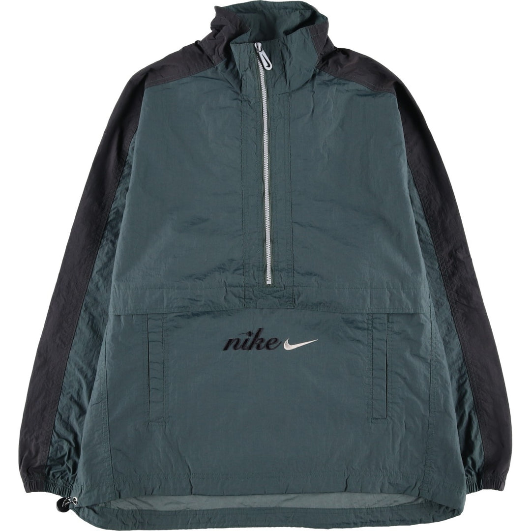 Vintage 90'S Nike Air Half-Zip Nylon Pullover, Men's Size Medium Nylon Green type dark green Vintage Second Hand