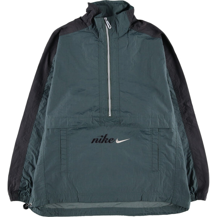 Vintage 90'S Nike Air Half-Zip Nylon Pullover, Men's Size Medium Nylon Green type dark green Vintage Second Hand