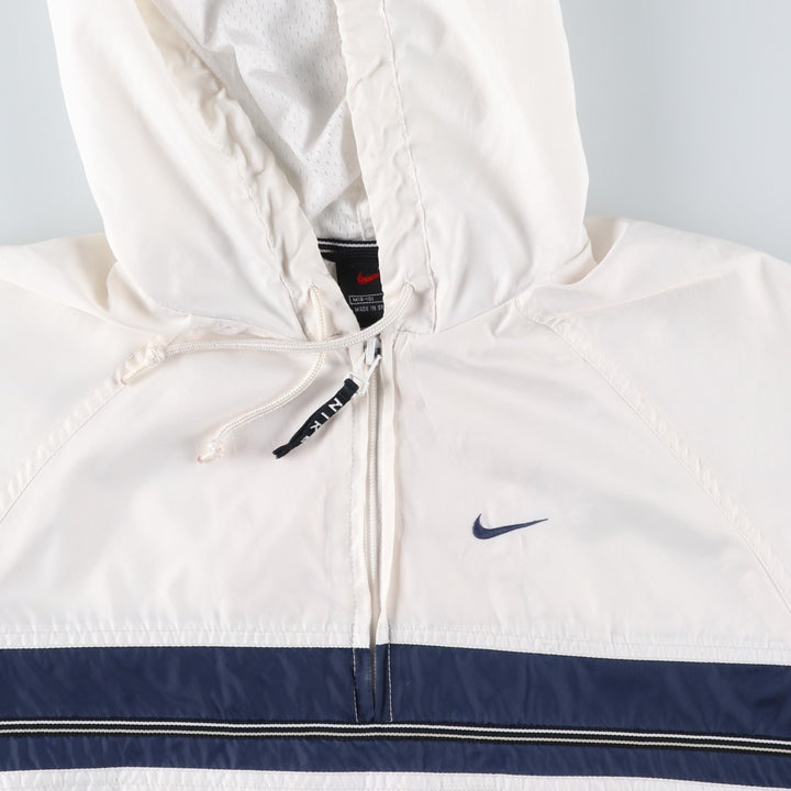 Vintage 90'S Nike half-zip hooded warm-up pullover, men's size M polyester white type Vintage Second Hand