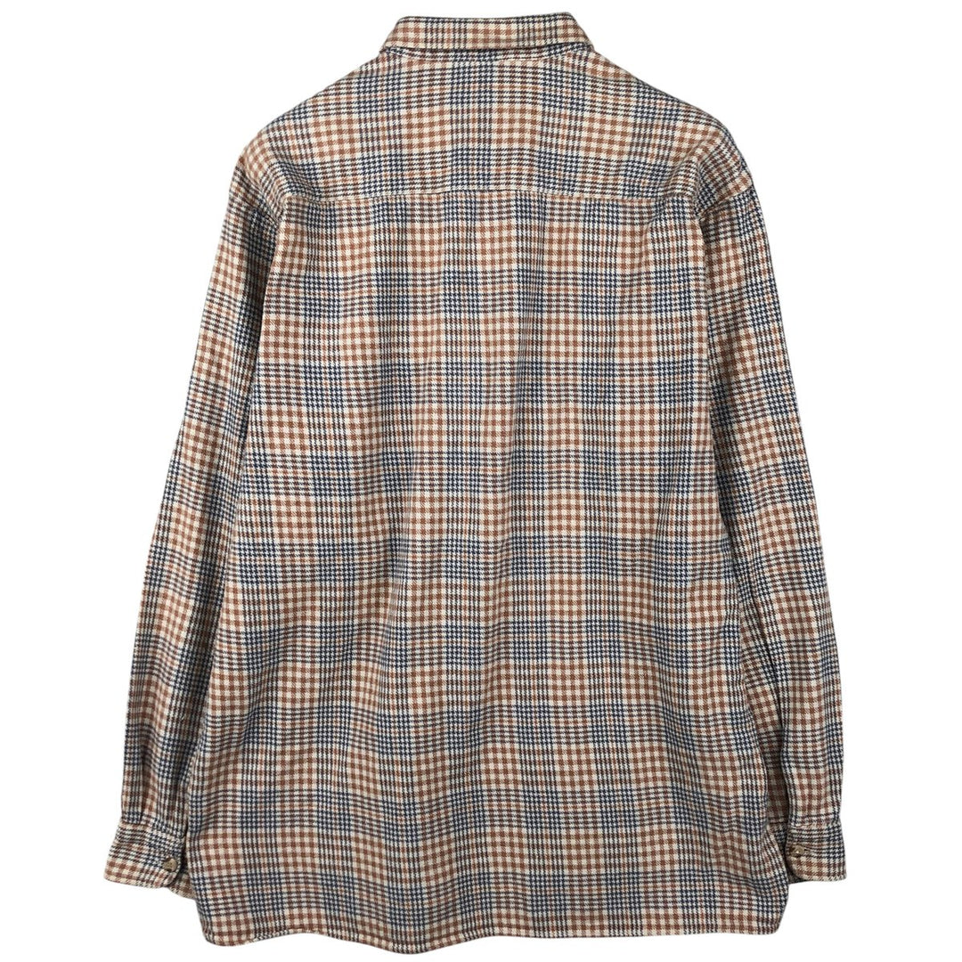 Mc ORVIS Glen Plaid Long Sleeve Button-Down Flannel Check Shirt, Men's Size L cotton Navy blue Vintage Second Hand