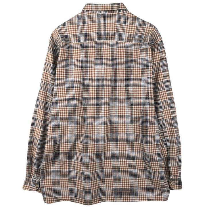 Mc ORVIS Glen Plaid Long Sleeve Button-Down Flannel Check Shirt, Men's Size L cotton Navy blue Vintage Second Hand