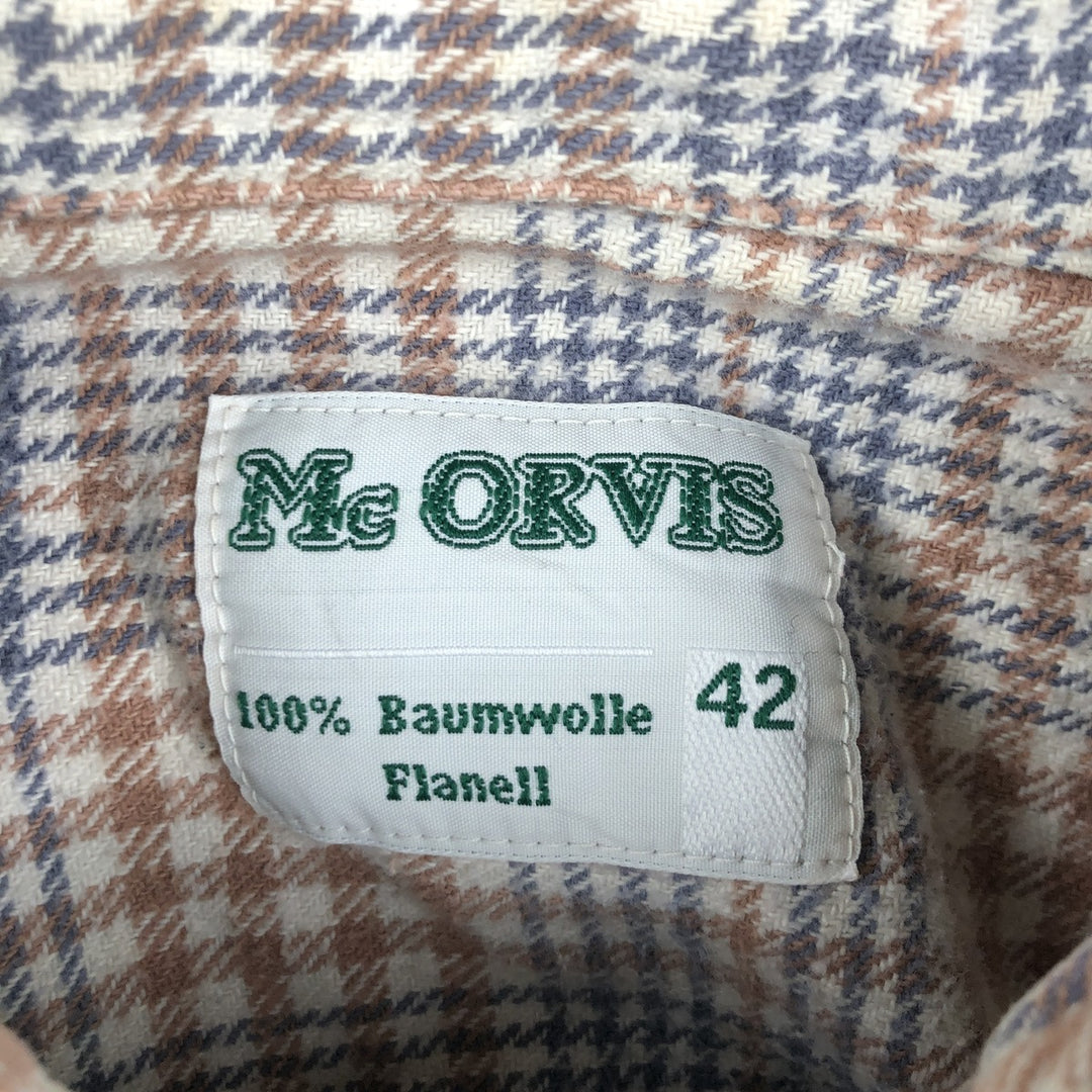 Mc ORVIS Glen Plaid Long Sleeve Button-Down Flannel Check Shirt, Men's Size L cotton Navy blue Vintage Second Hand