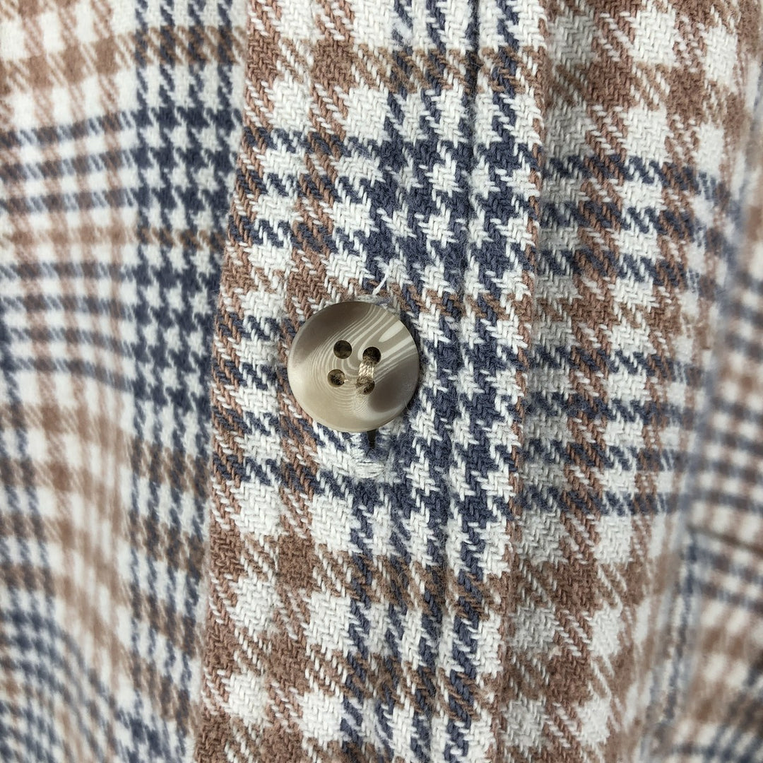 Mc ORVIS Glen Plaid Long Sleeve Button-Down Flannel Check Shirt, Men's Size L cotton Navy blue Vintage Second Hand