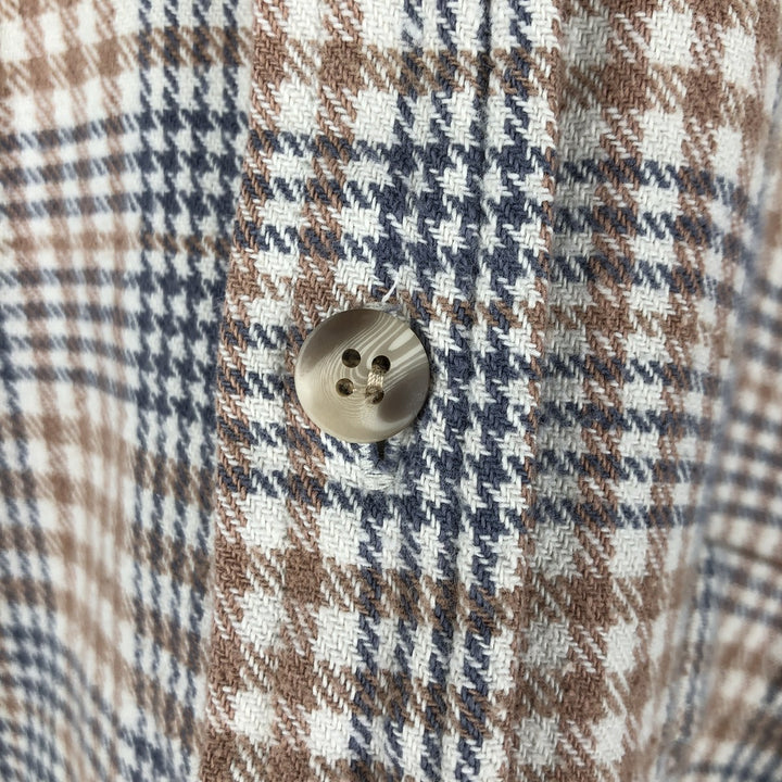 Mc ORVIS Glen Plaid Long Sleeve Button-Down Flannel Check Shirt, Men's Size L cotton Navy blue Vintage Second Hand
