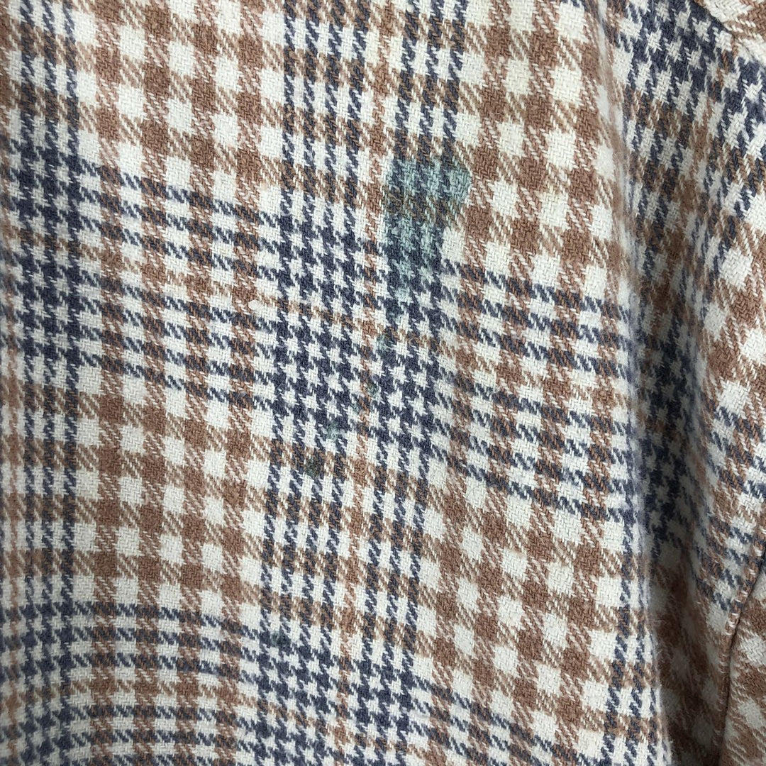 Mc ORVIS Glen Plaid Long Sleeve Button-Down Flannel Check Shirt, Men's Size L cotton Navy blue Vintage Second Hand