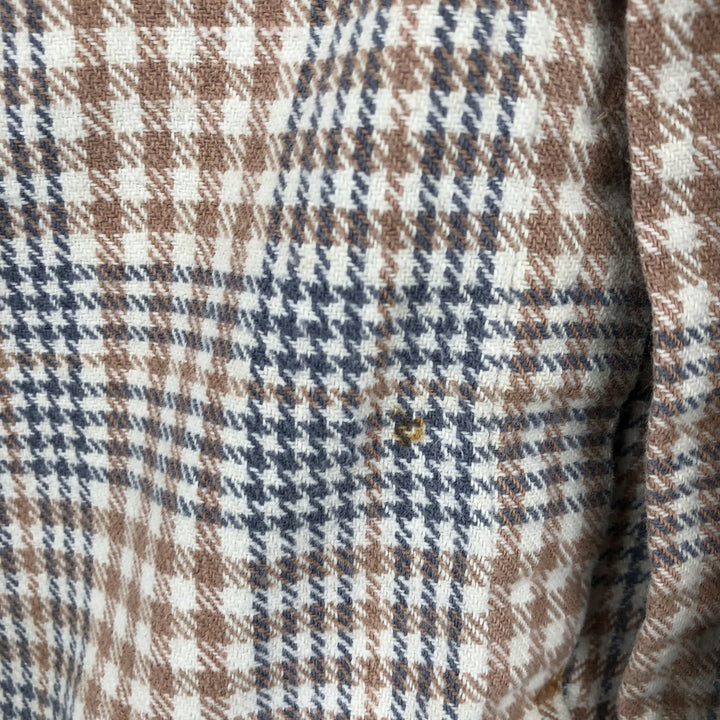 Mc ORVIS Glen Plaid Long Sleeve Button-Down Flannel Check Shirt, Men's Size L cotton Navy blue Vintage Second Hand