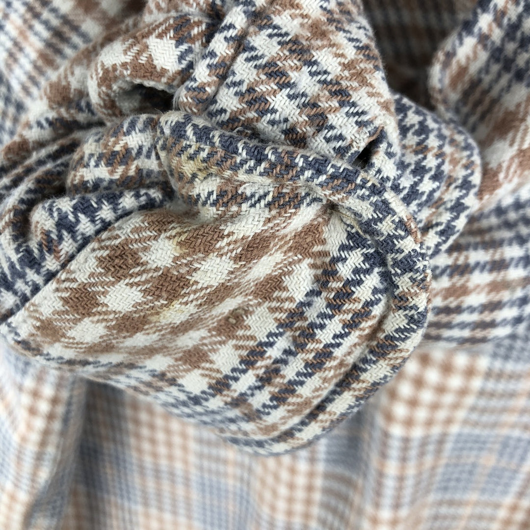 Mc ORVIS Glen Plaid Long Sleeve Button-Down Flannel Check Shirt, Men's Size L cotton Navy blue Vintage Second Hand