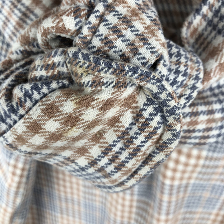 Mc ORVIS Glen Plaid Long Sleeve Button-Down Flannel Check Shirt, Men's Size L cotton Navy blue Vintage Second Hand