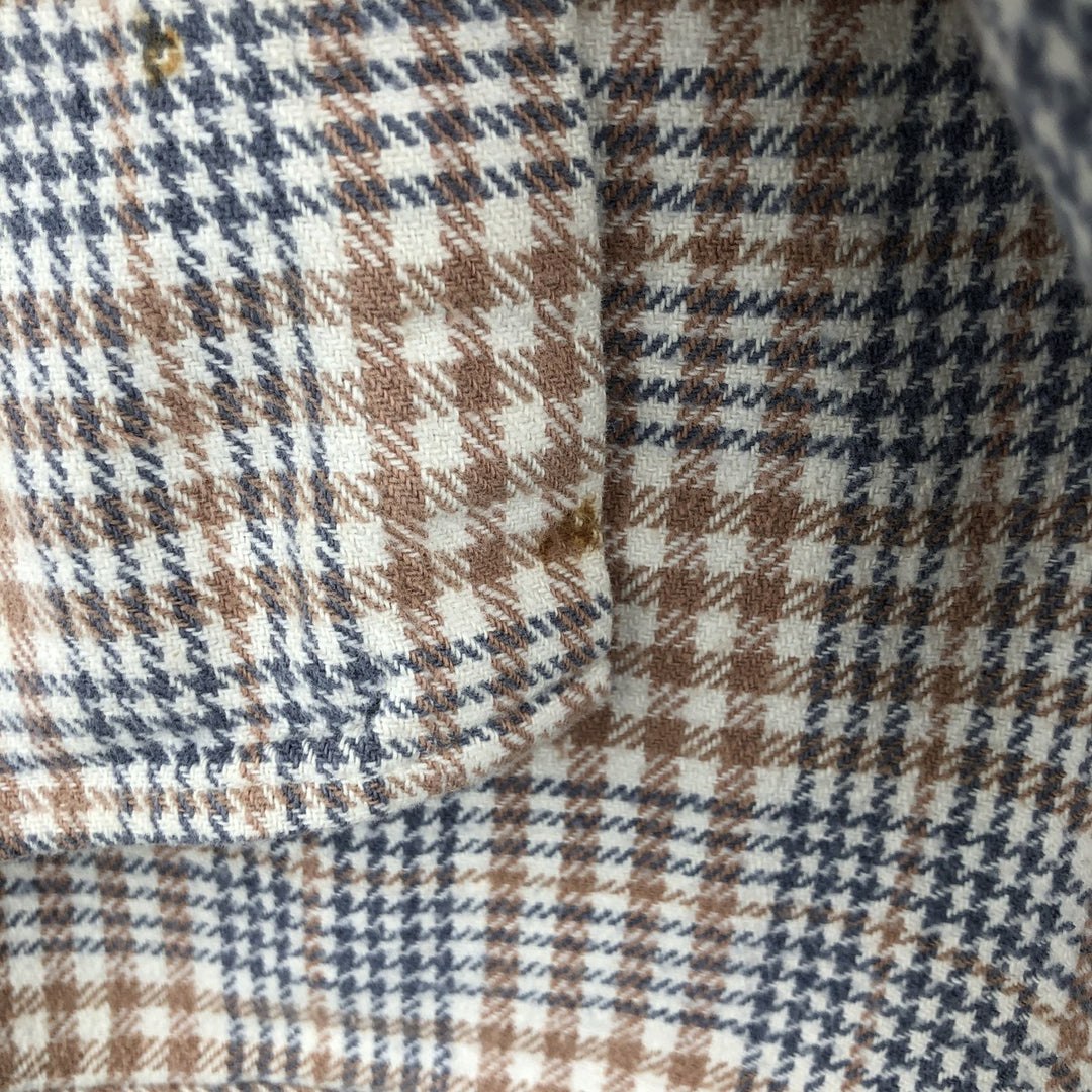 Mc ORVIS Glen Plaid Long Sleeve Button-Down Flannel Check Shirt, Men's Size L cotton Navy blue Vintage Second Hand