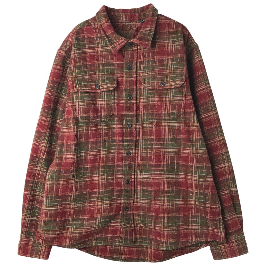 ORVIS Long Sleeve Heavy Flannel Check Shirt, Men's XL cotton red type Vintage Second Hand
