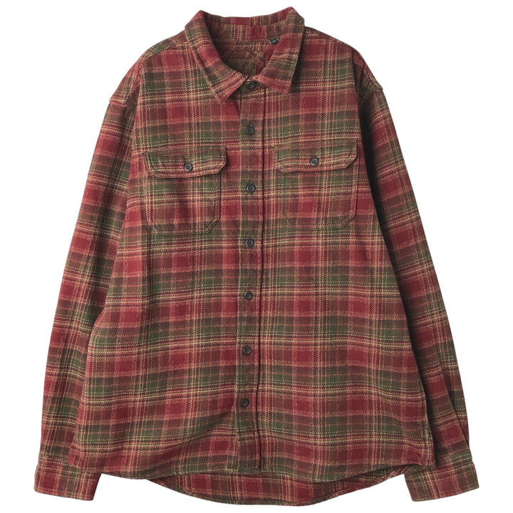 ORVIS Long Sleeve Heavy Flannel Check Shirt, Men's XL cotton red type Vintage Second Hand