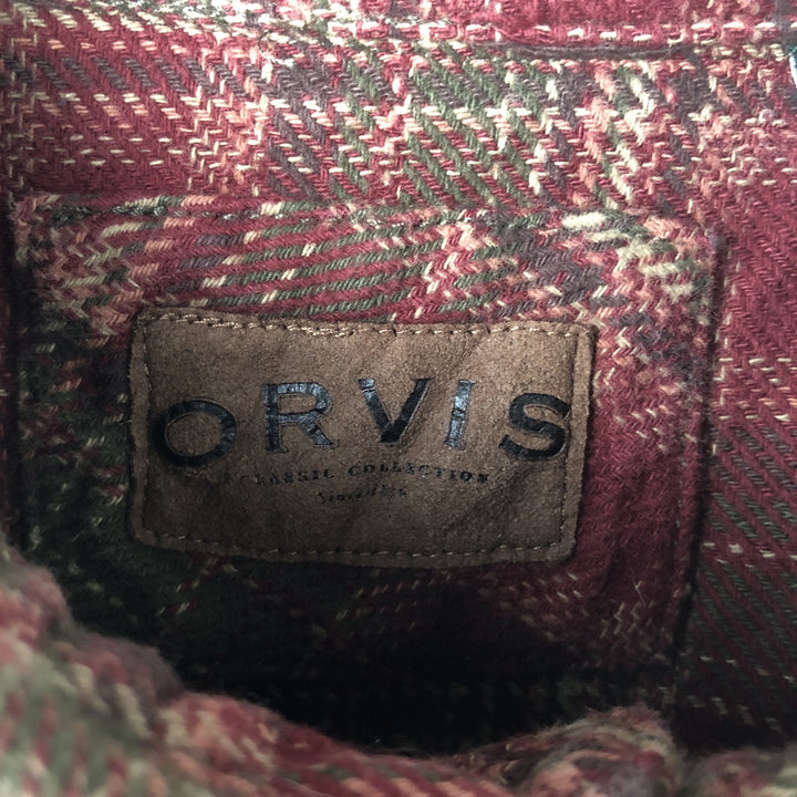 ORVIS Long Sleeve Heavy Flannel Check Shirt, Men's XL cotton red type Vintage Second Hand