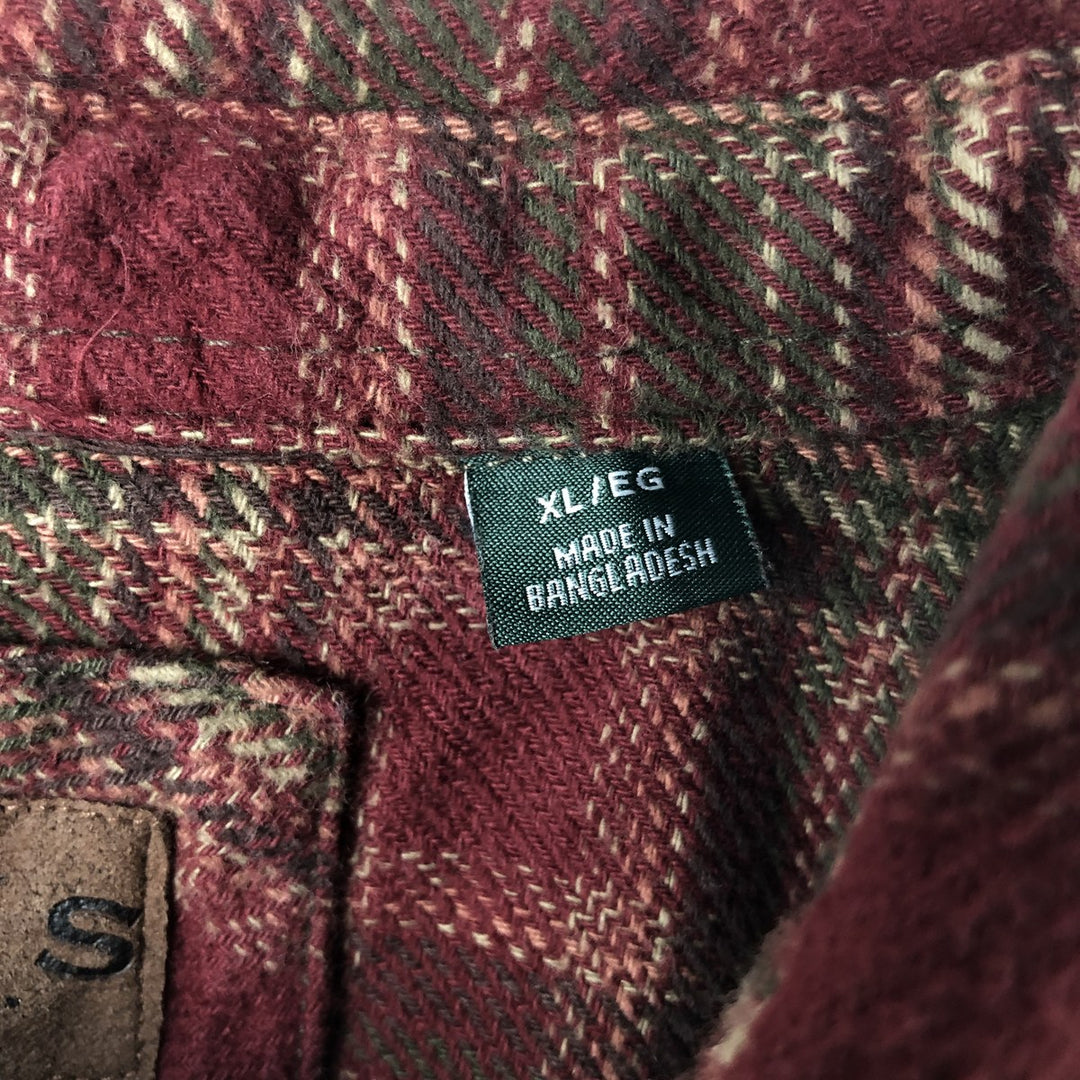 ORVIS Long Sleeve Heavy Flannel Check Shirt, Men's XL cotton red type Vintage Second Hand