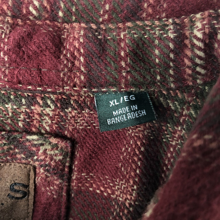 ORVIS Long Sleeve Heavy Flannel Check Shirt, Men's XL cotton red type Vintage Second Hand