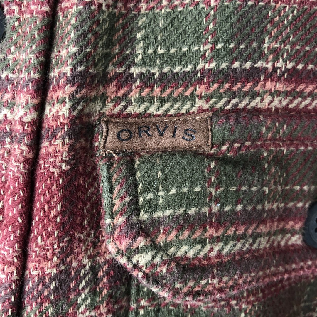 ORVIS Long Sleeve Heavy Flannel Check Shirt, Men's XL cotton red type Vintage Second Hand