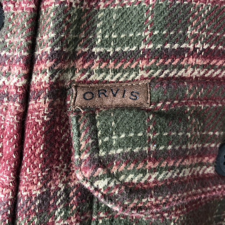 ORVIS Long Sleeve Heavy Flannel Check Shirt, Men's XL cotton red type Vintage Second Hand