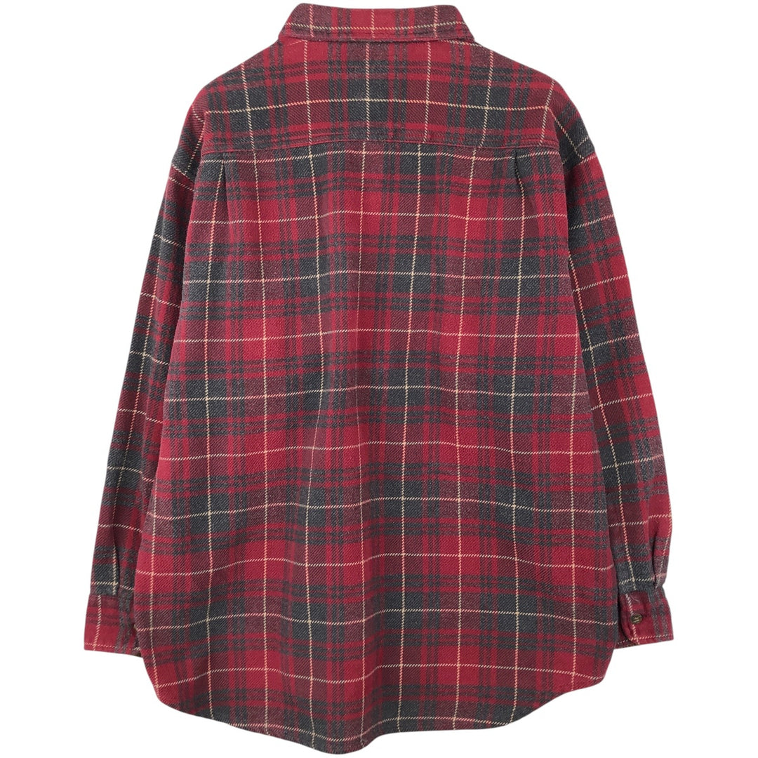 90s-00'S St. John's Bay Browny Long Sleeve Heavy Flannel Check Shirt, Men's Size XL cotton red type Vintage Second Hand